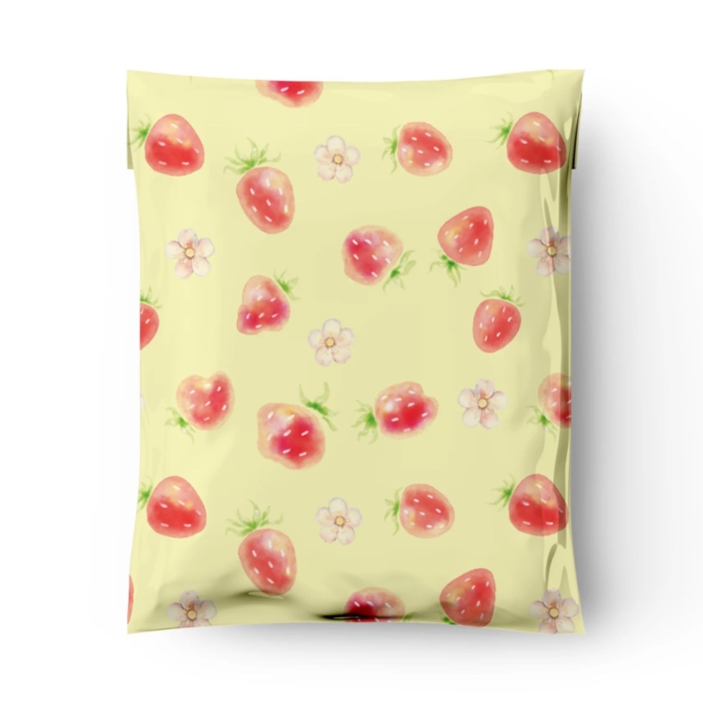 NEW!🍓20 Watercolor Yellow Strawberry Poly Mailers 10 x 13 inch - Picture 5 of 5